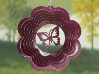 Dakota Steel Art 50360 4" Mini Butterfly Wind Spinner - Raspberry Starlight (Scalloped)