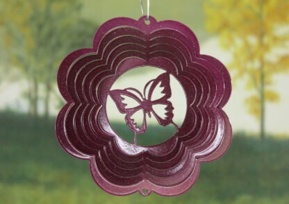 Dakota Steel Art 50360 4" Mini Butterfly Wind Spinner - Raspberry Starlight (Scalloped)