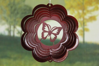 Dakota Steel Art 50361 4" Mini Butterfly Wind Spinner - Red Starlight (Scalloped)