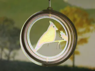 Dakota Steel Art 50641 4" Mini Cardinal Wind Spinner - Yellow Zinc (Round)