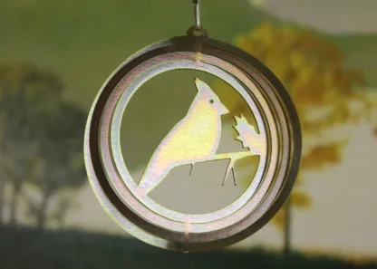 Dakota Steel Art 50641 4" Mini Cardinal Wind Spinner - Yellow Zinc (Round)