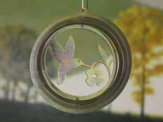 Dakota Steel Art 51241 4" Mini Hummingbird Wind Spinner - Yellow Zinc (Round)