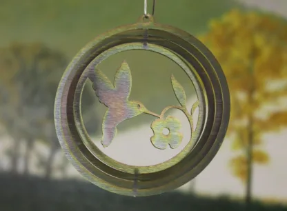 Dakota Steel Art 51241 4" Mini Hummingbird Wind Spinner - Yellow Zinc (Round)