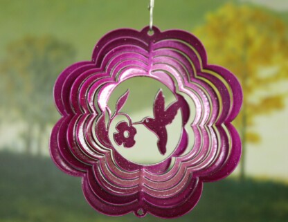 Dakota Steel Art 51260 4" Mini Hummingbird Wind Spinner - Raspberry Starlight (Scalloped)