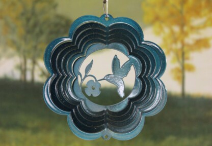 Dakota Steel Art 51212 4" Mini Hummingbird Wind Spinner - Teal Starlight (Round)