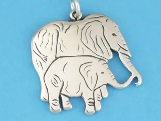 Microsculptures 0515 Elephant Mama & Baby Silver Pendant