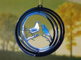Dakota Steel Art 51502 4" Mini Lovebird Wind Spinner - Blue (Round)