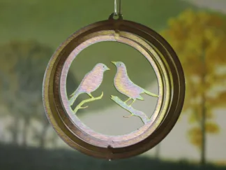 Dakota Steel Art 51541 4" Mini Lovebird Wind Spinner - Yellow Zinc (Round)
