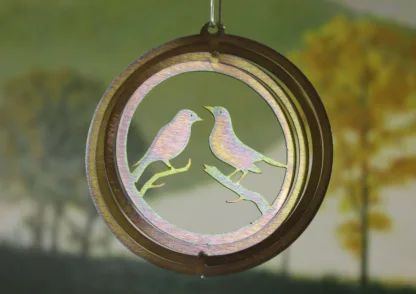 Dakota Steel Art 51541 4" Mini Lovebird Wind Spinner - Yellow Zinc (Round)