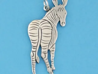Microsculptures 0517 Zebra Looking Back Silver Pendant