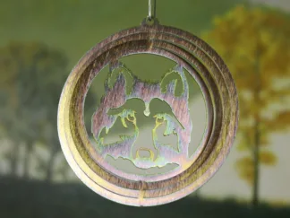 Dakota Steel Art 51841 4" Mini Wolf Head Wind Spinner - Yellow Zinc (Round)