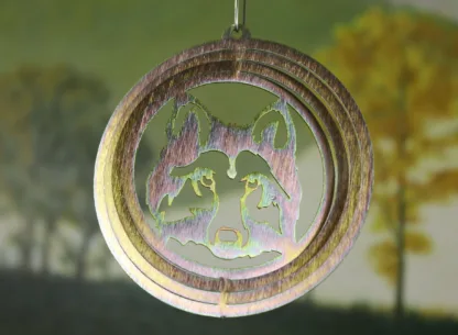 Dakota Steel Art 51841 4" Mini Wolf Head Wind Spinner - Yellow Zinc (Round)
