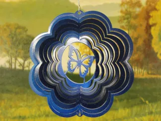Dakota Steel Art 52352 8" Half Pint Butterfly Wind Spinner - Blue Starlight