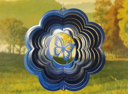 Dakota Steel Art 52352 8" Half Pint Butterfly Wind Spinner - Blue Starlight