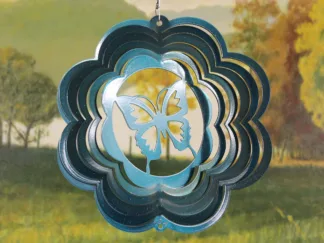 Dakota Steel Art 52362 8" Half Pint Butterfly Wind Spinner - Teal Starlight