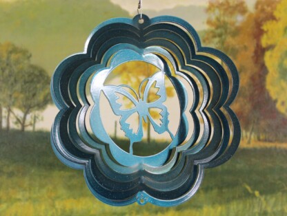 Dakota Steel Art 52362 8" Half Pint Butterfly Wind Spinner - Teal Starlight