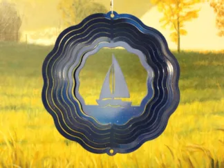 Dakota Steel Art 52852 8" Half Pint Sailboat Wind Spinner - Blue Starlight