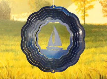Dakota Steel Art 52852 8" Half Pint Sailboat Wind Spinner - Blue Starlight