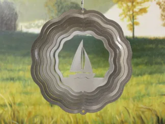 Dakota Steel Art 52854 8" Half Pint Sailboat Wind Spinner - Silver Starlight