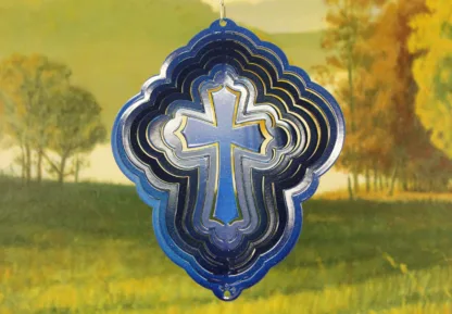 Dakota Steel Art 52952 8" Half Pint Cross Wind Spinner - Blue Starlight