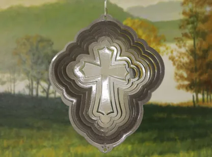 Dakota Steel Art 52954 8" Half Pint Cross Wind Spinner - Silver Starlight