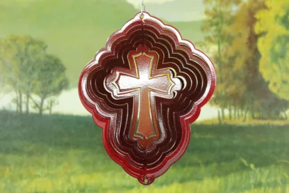Dakota Steel Art 52961 8" Half Pint Cross Wind Spinner - Red Starlight