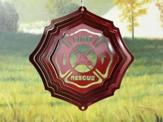 Dakota Steel Art 53461 8" Half Pint Fire & Rescue Wind Spinner - Red Starlight