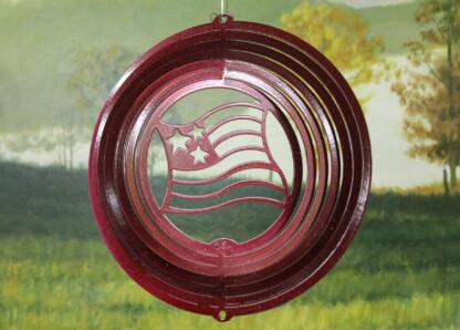 Dakota Steel Art 53561 8" Half Pint Flag Wind Spinner - Red Starlight