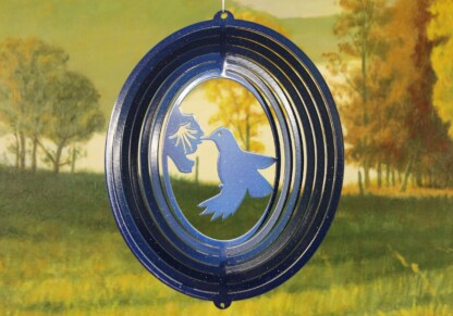 Dakota Steel Art 53852 8" Half Pint Hummingbird Wind Spinner - Blue Starlight