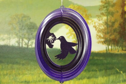 Dakota Steel Art 53859 8" Half Pint Hummingbird Wind Spinner - Purple Starlight