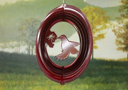 Dakota Steel Art 53861 8" Half Pint Hummingbird Wind Spinner - Red Starlight