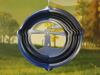 Dakota Steel Art 54152 8" Half Pint Lighthouse Wind Spinner - Blue Starlight