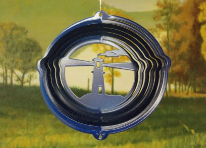 Dakota Steel Art 54152 8" Half Pint Lighthouse Wind Spinner - Blue Starlight
