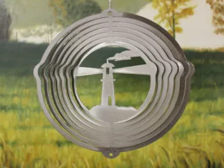 Dakota Steel Art 54154 8" Half Pint Lighthouse Wind Spinner - Silver Starlight