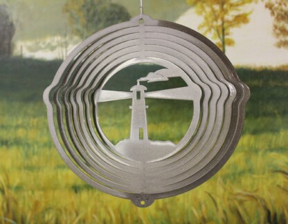 Dakota Steel Art 54154 8" Half Pint Lighthouse Wind Spinner - Silver Starlight
