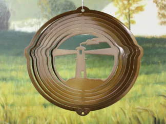 Dakota Steel Art 54155 8" Half Pint Lighthouse Wind Spinner - Copper Starlight