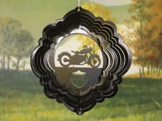 Dakota Steel Art 54351 8" Half Pint Motorcycle Wind Spinner - Black Starlight