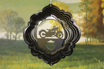 Dakota Steel Art 54351 8" Half Pint Motorcycle Wind Spinner - Black Starlight