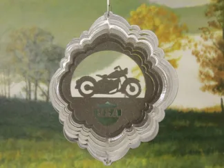 Dakota Steel Art 54354 8" Half Pint Motorcycle Wind Spinner - Silver Starlight