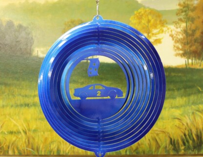 Dakota Steel Art 55202 12" Race Car #2 Wind Spinner - Blue Starlight