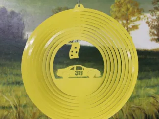 Dakota Steel Art 58813 12" Race Car #38 Wind Spinner - Yellow Starlight