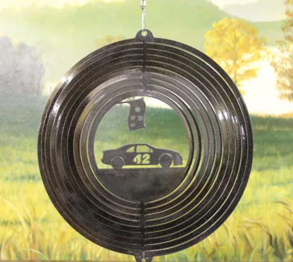 Dakota Steel Art 59251 12" Race Car #42 Wind Spinner - Black Starlight