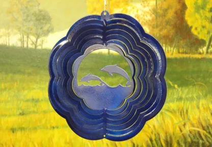 Dakota Steel Art 60402 10" Economy Dolphin Wind Spinner - Blue