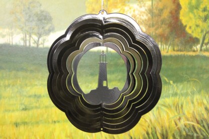 Dakota Steel Art 60501 10" Economy Lighthouse Wind Spinner - Black