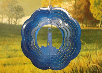 Dakota Steel Art 60502 10" Economy Lighthouse Wind Spinner - Blue