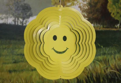 Dakota Steel Art 61014 10" Economy Smiley Face Wind Spinner - Yellow