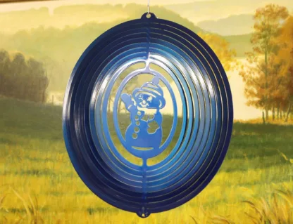 Dakota Steel Art 64852 12" Seasonal Snowman Wind Spinner - Blue Starlight