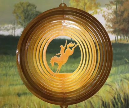 DSA 03655 12" Bronco Rider Wind Spinner-Copper Starlight