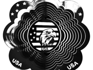 Dakota Steel Art 10551 12" Eagle Head Wind Spinner - Black Starlight