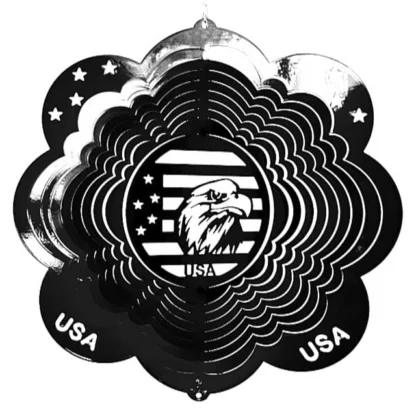 Dakota Steel Art 10551 12" Eagle Head Wind Spinner - Black Starlight